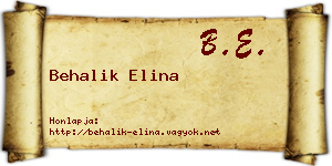 Behalik Elina névjegykártya